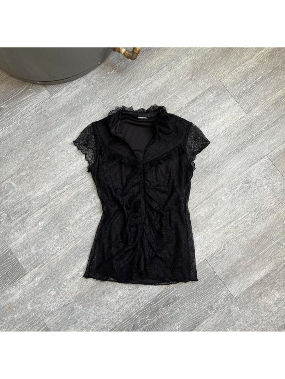 Black Vintage Lace Y2K / Grunge Tank Top / Shirt (Tagged Women’s S)
